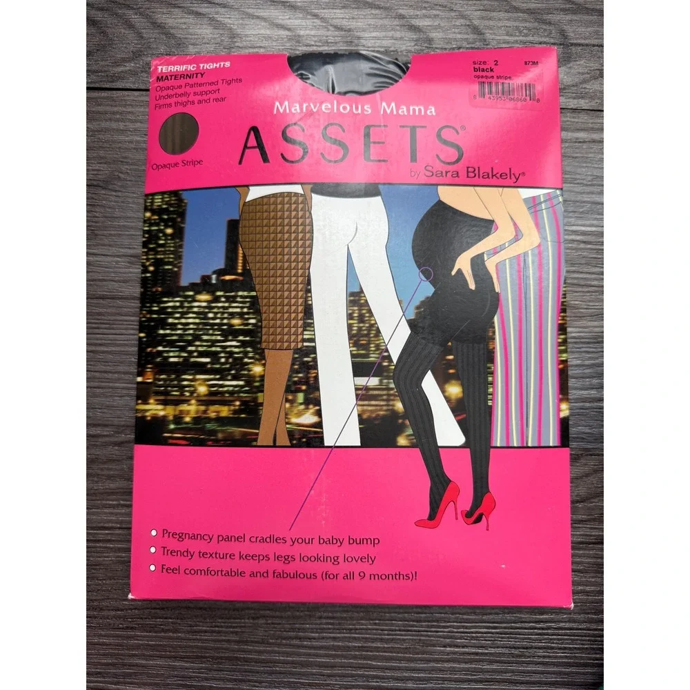 Marvelous Mama Assets by Sara Blakely‎ Maternity Opaque Stripe Tights Size 2